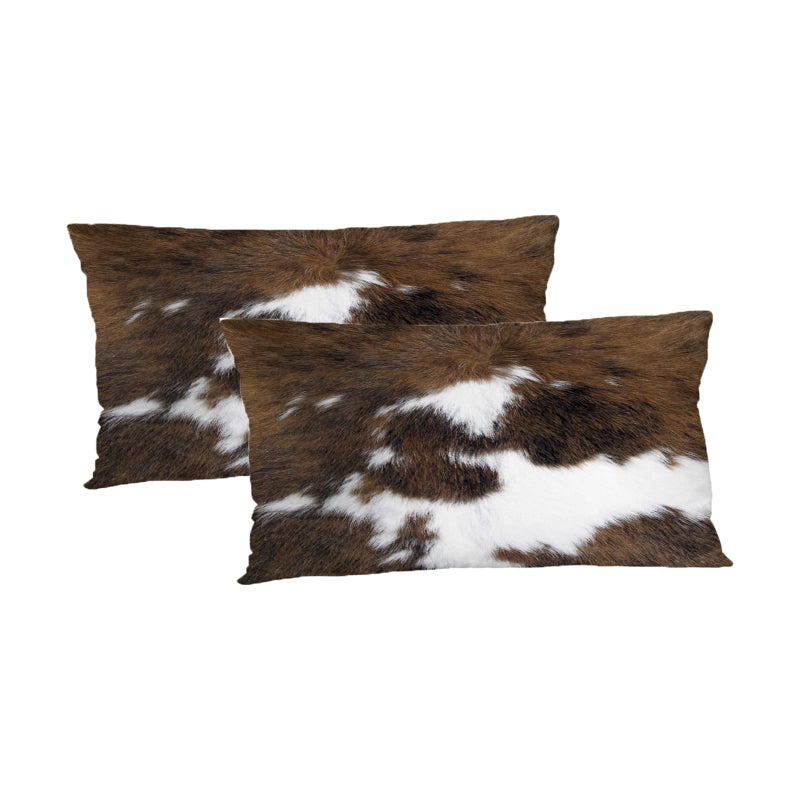 TOMWISH Pack of 2 Hidden Zippered Pillowcase Cowhide Accent Printing 12X20Inch Soft Decorative Cushion Cover for Sofa Bedroom Decorative Throw Custom Cotton Pillow Case Cushion Cover - Image 1